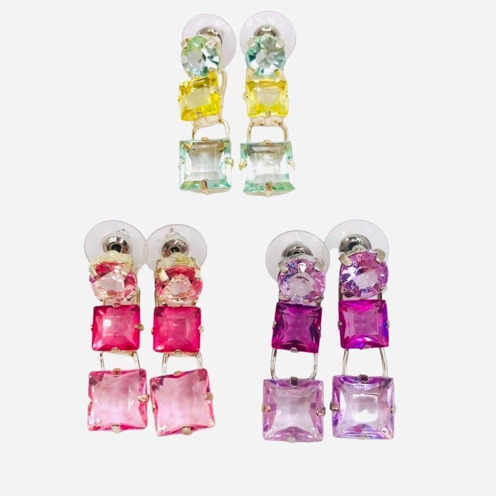 Colorful 60's Style Dangle Post Earring Bundle Set